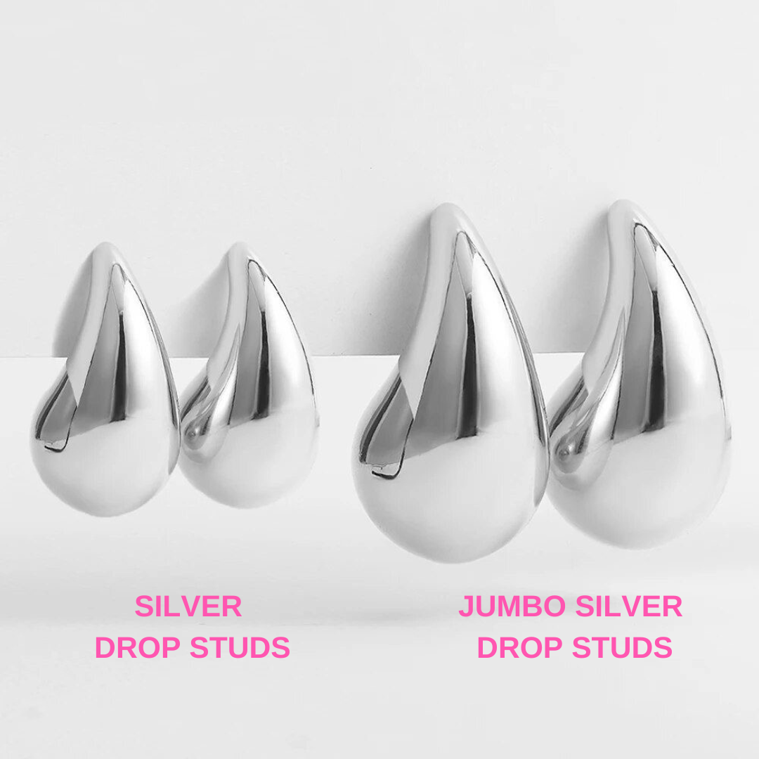 SILVER DROP STUDS