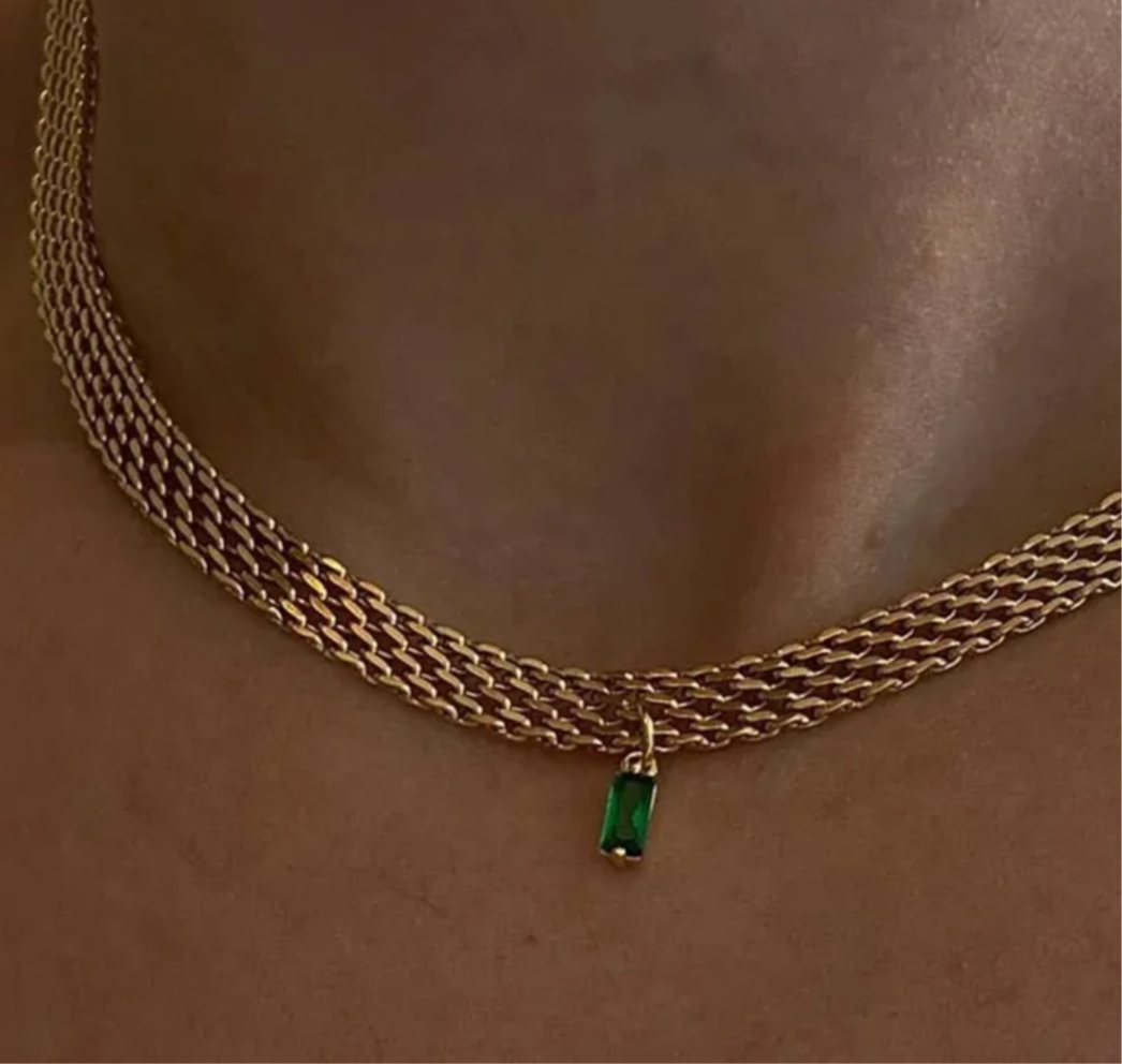 EMERALD MESH NECKLACE