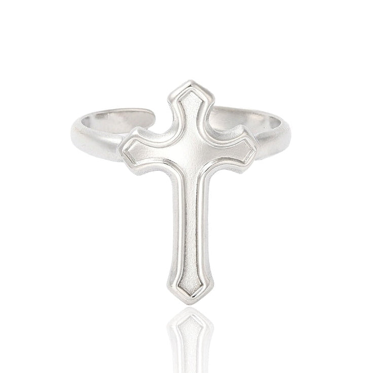 SILVER CROSS RING