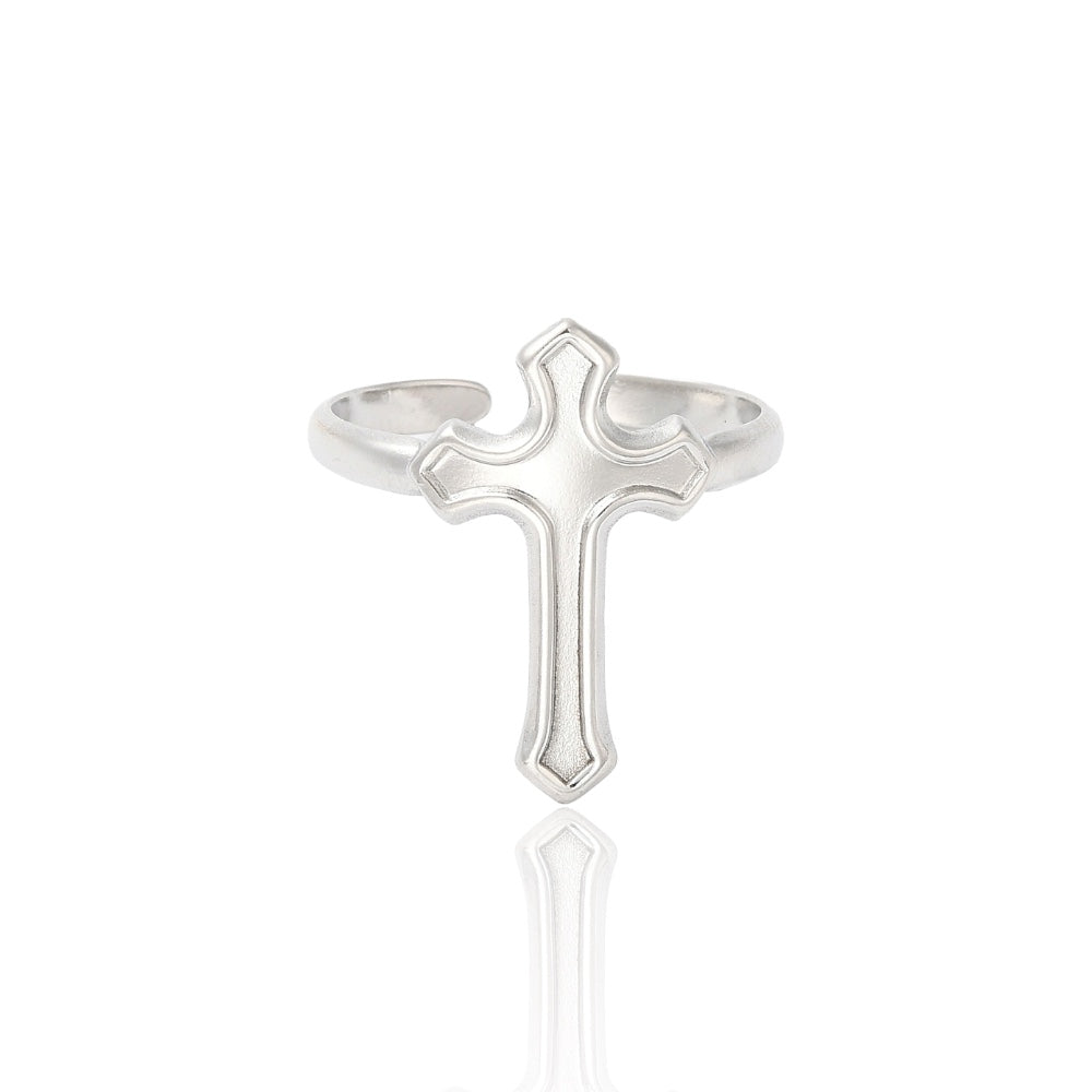 SILVER CROSS RING