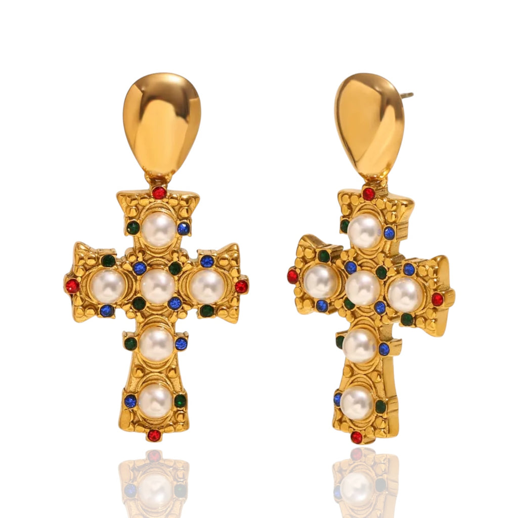 GODDESS CROSS EARRINGS