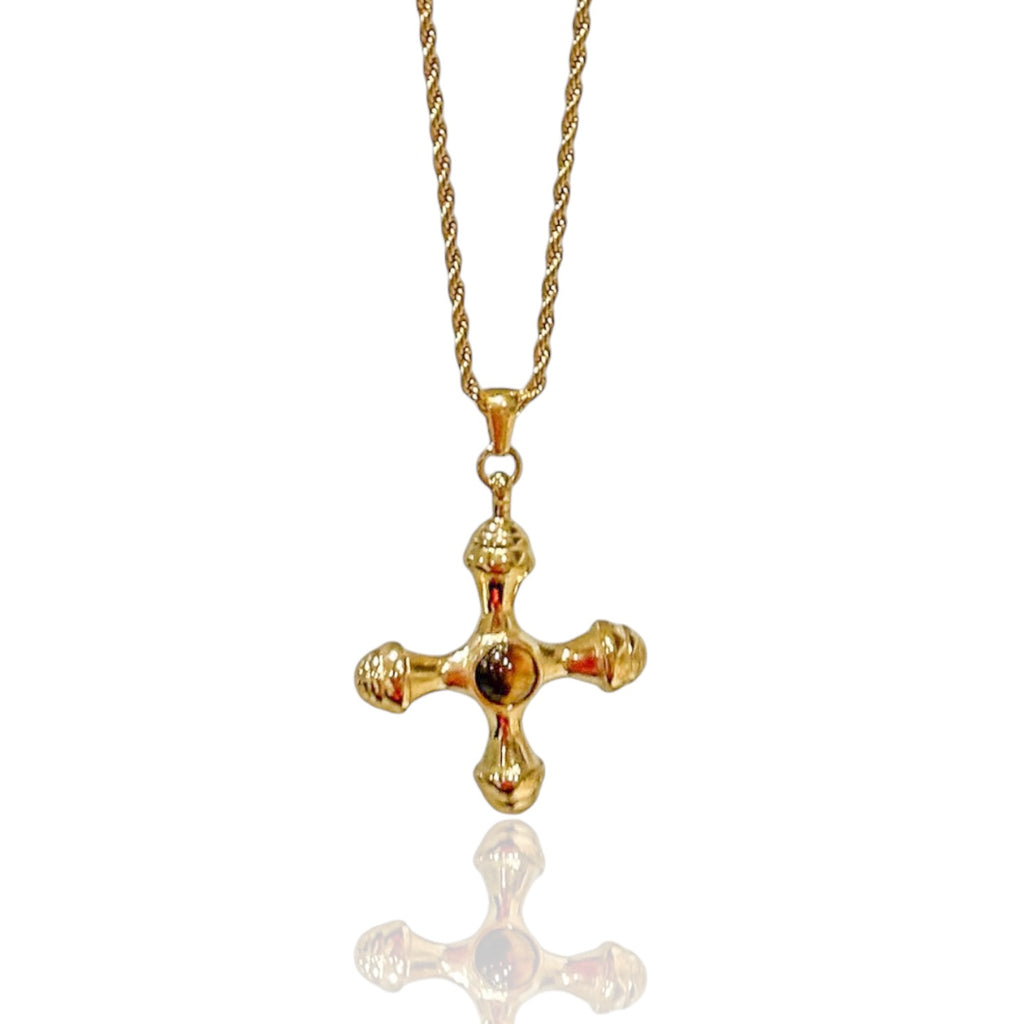 Tiger Necklace - Stainless Steel Tiger's Eye Cross Necklace