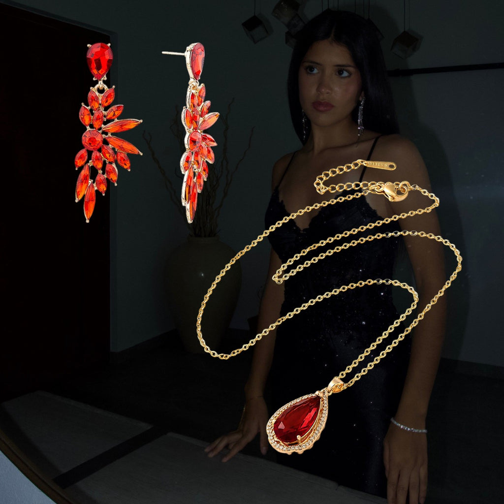 SET 3.0 - RED NECKLACE AND EARRINGS