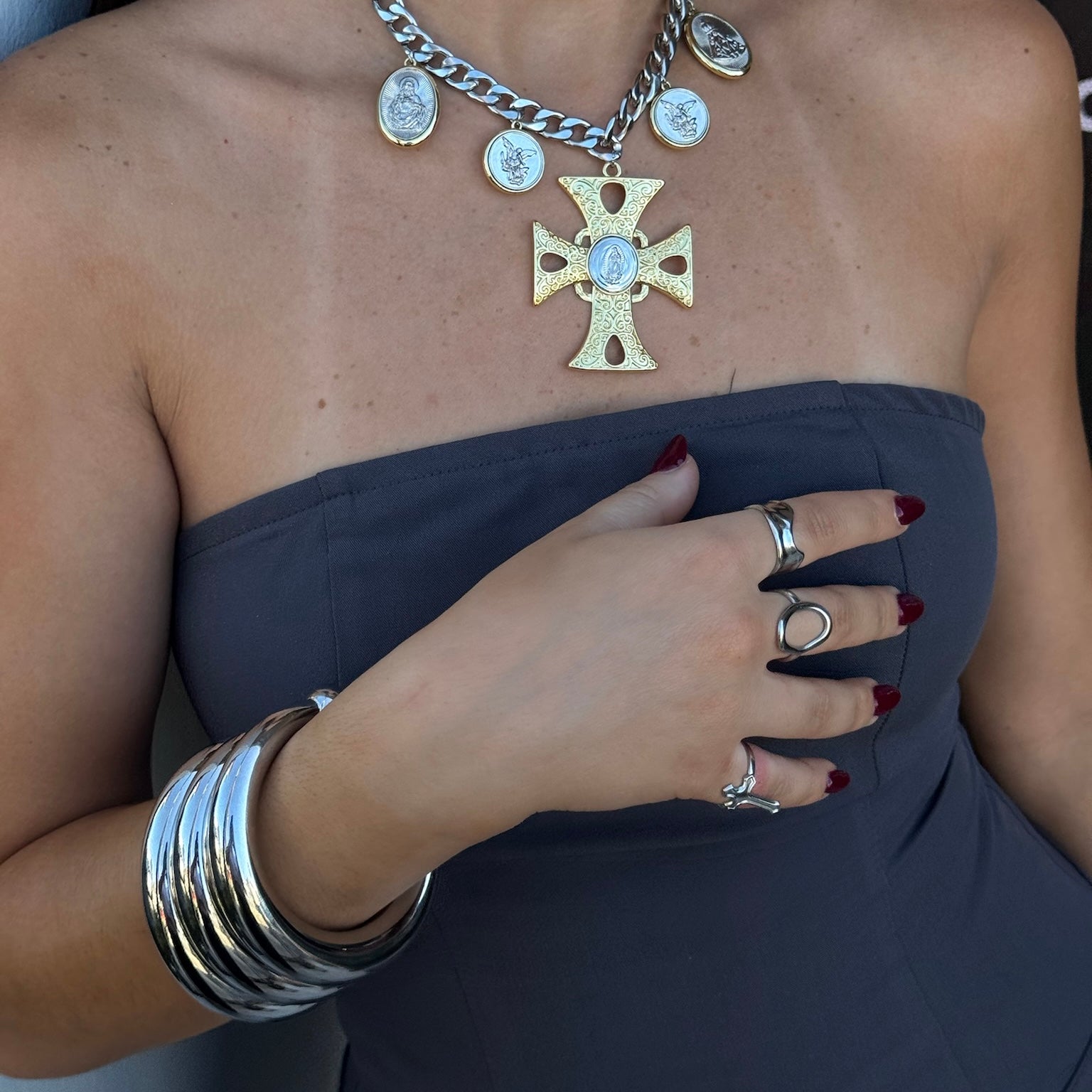 Desire Silver Bangle - Stainless Steel Silver Cuff Bangle