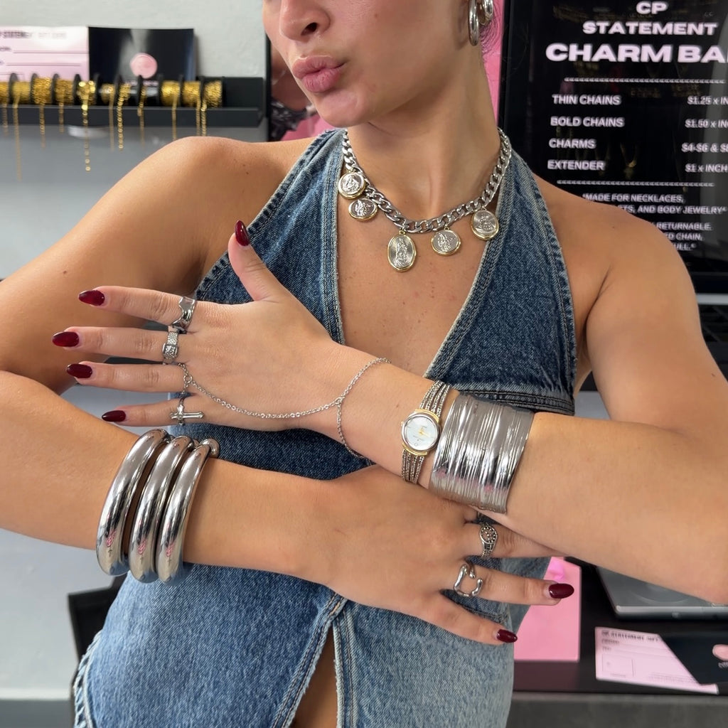STATEMENT SILVER BANGLE