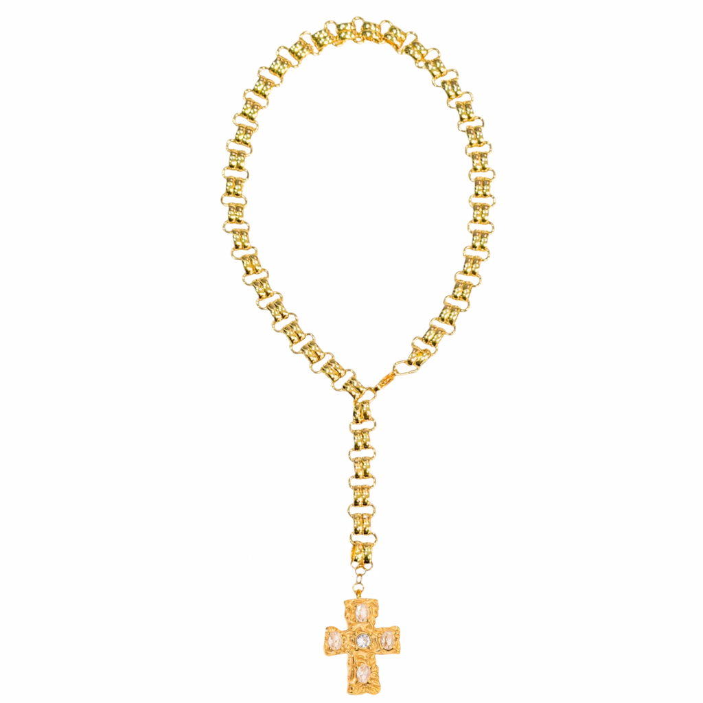 Mia Lariat Necklace - 18k Gold Plated Cross