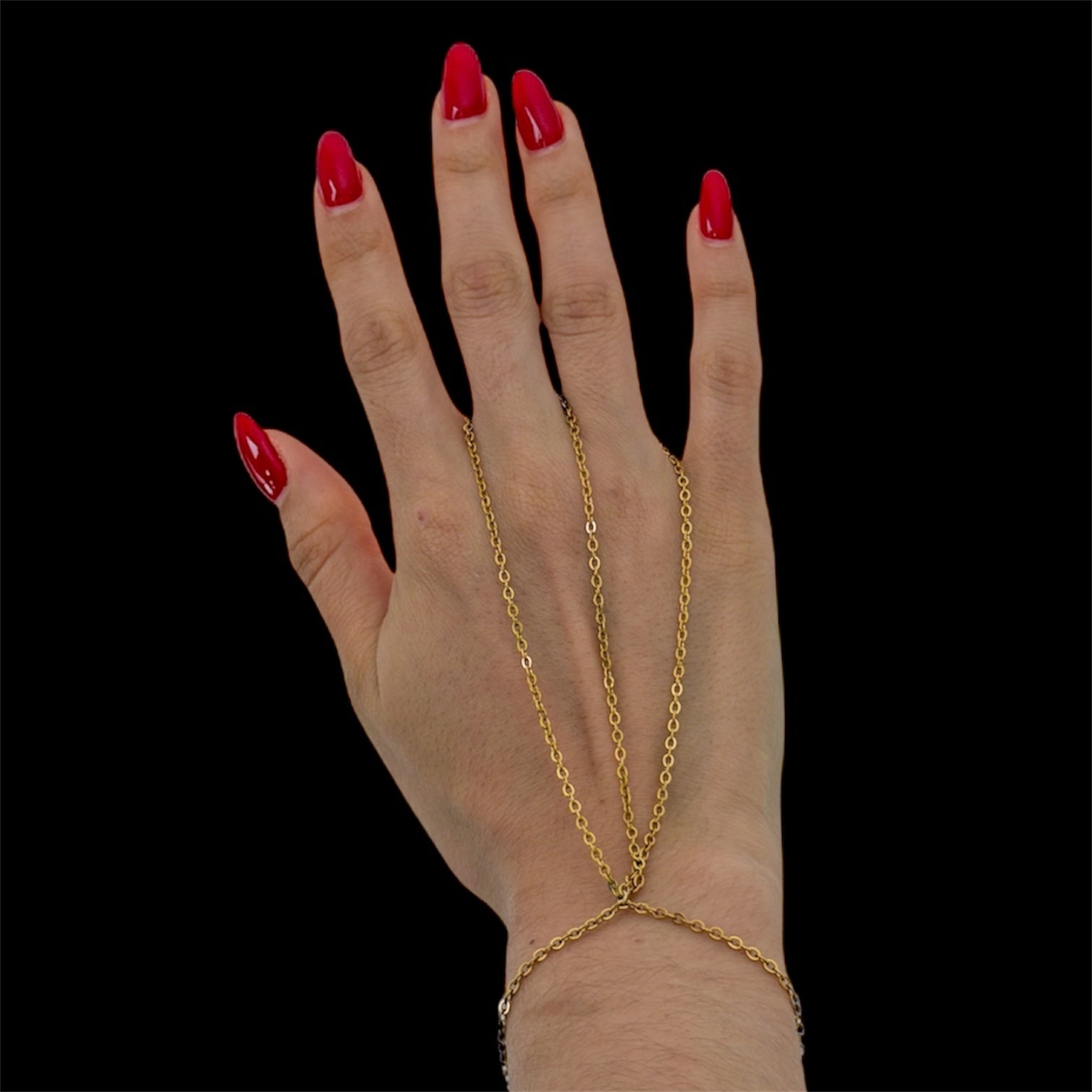 Triple Hand Chain – Gold Stainless Steel Statement Hand Bracelet – CP ...