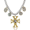 Artemis Necklace – Mixed Metal Coin Cross Statement Necklace
