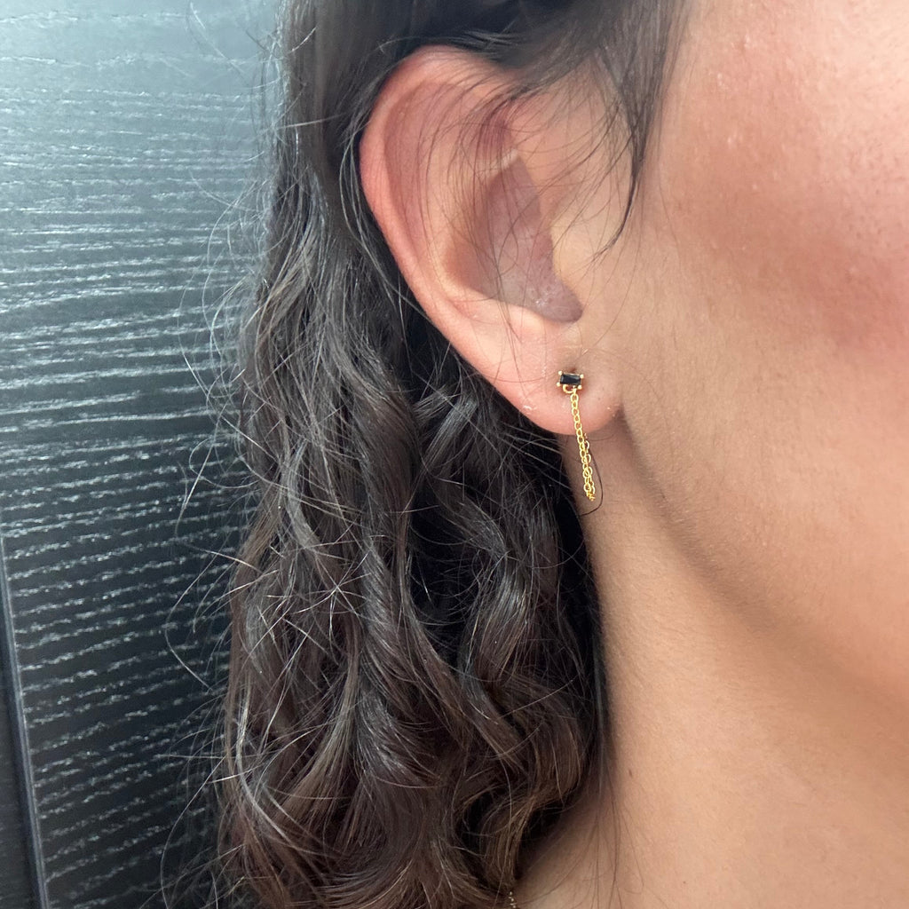 ONYX CHAIN DROP EARRINGS