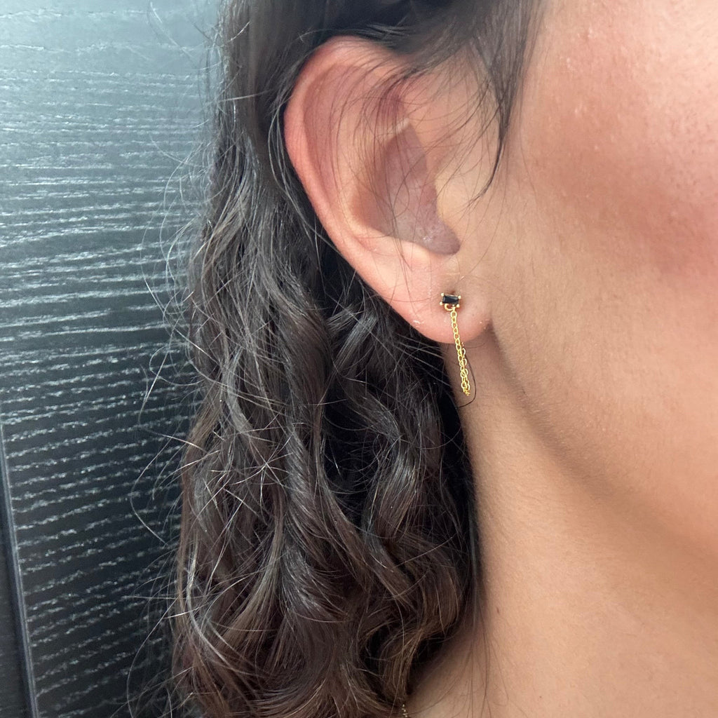 ONYX CHAIN DROP EARRING
