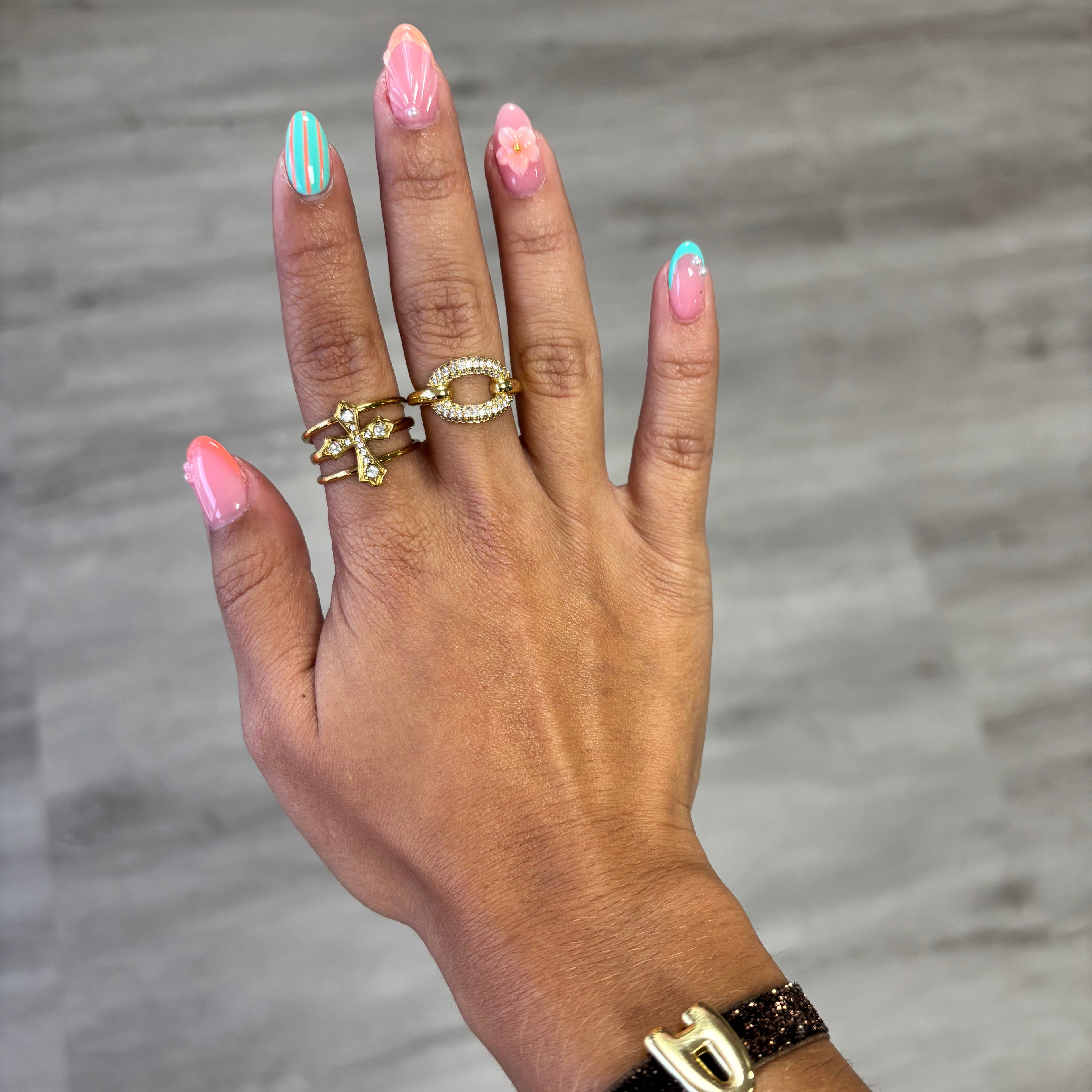 TRIPLE FAITH CROSS RING