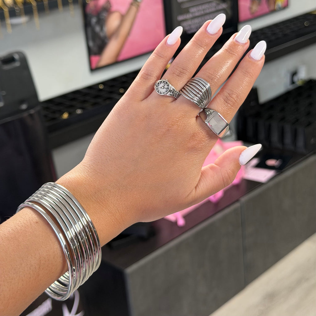 ISADORA SILVER BANGLE SET