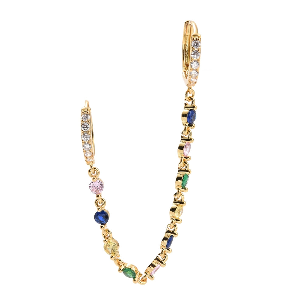 MULTICOLOR PAVÉ CHAIN HUGGIES
