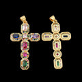 Large Multicolor Zirconia Cross Charm