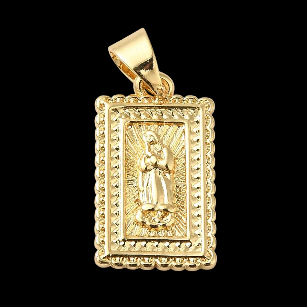 Square La Virgen Medal Charm