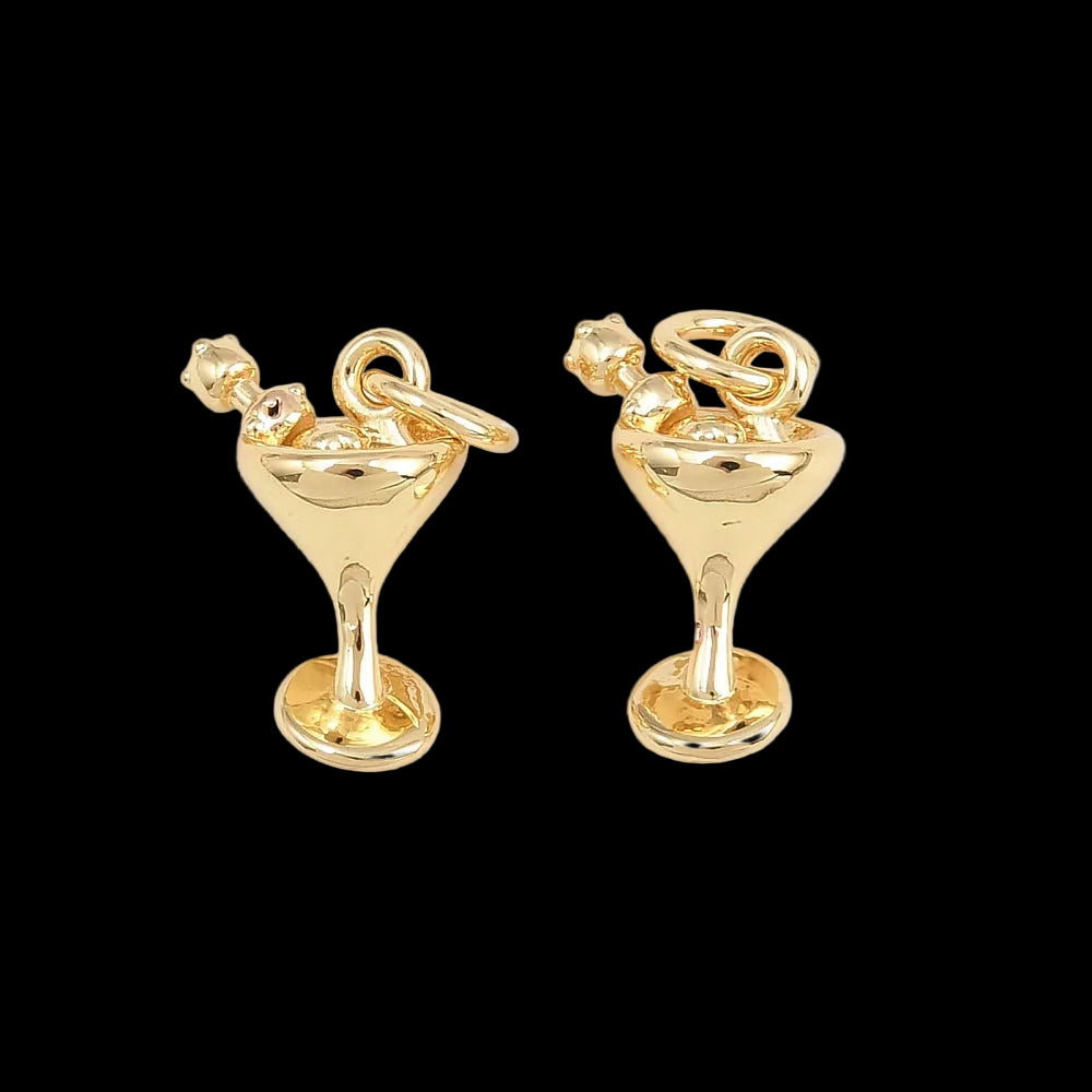 Solid Gold Wine Glass Charm