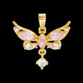 Pink Zirconia Butterfly Charm