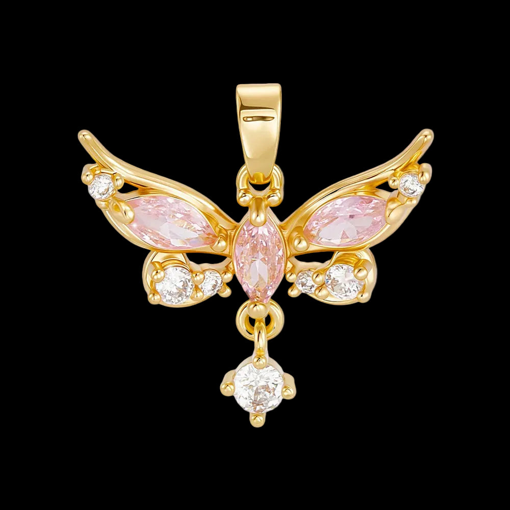 Pink Zirconia Butterfly Charm