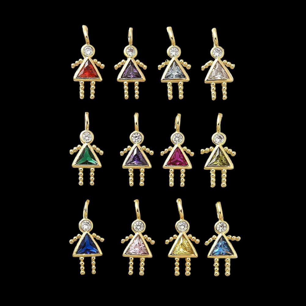 Colorful Zirconia Little Girl Charm
