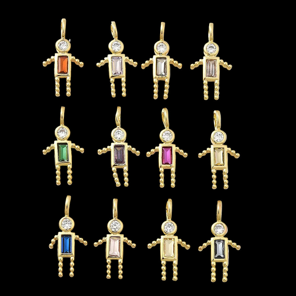 Colorful Zirconia Little Boy Charm