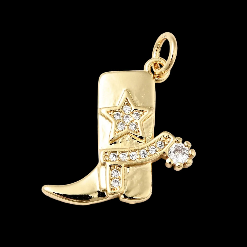 Cowboy Boot Charm with Zirconia Star