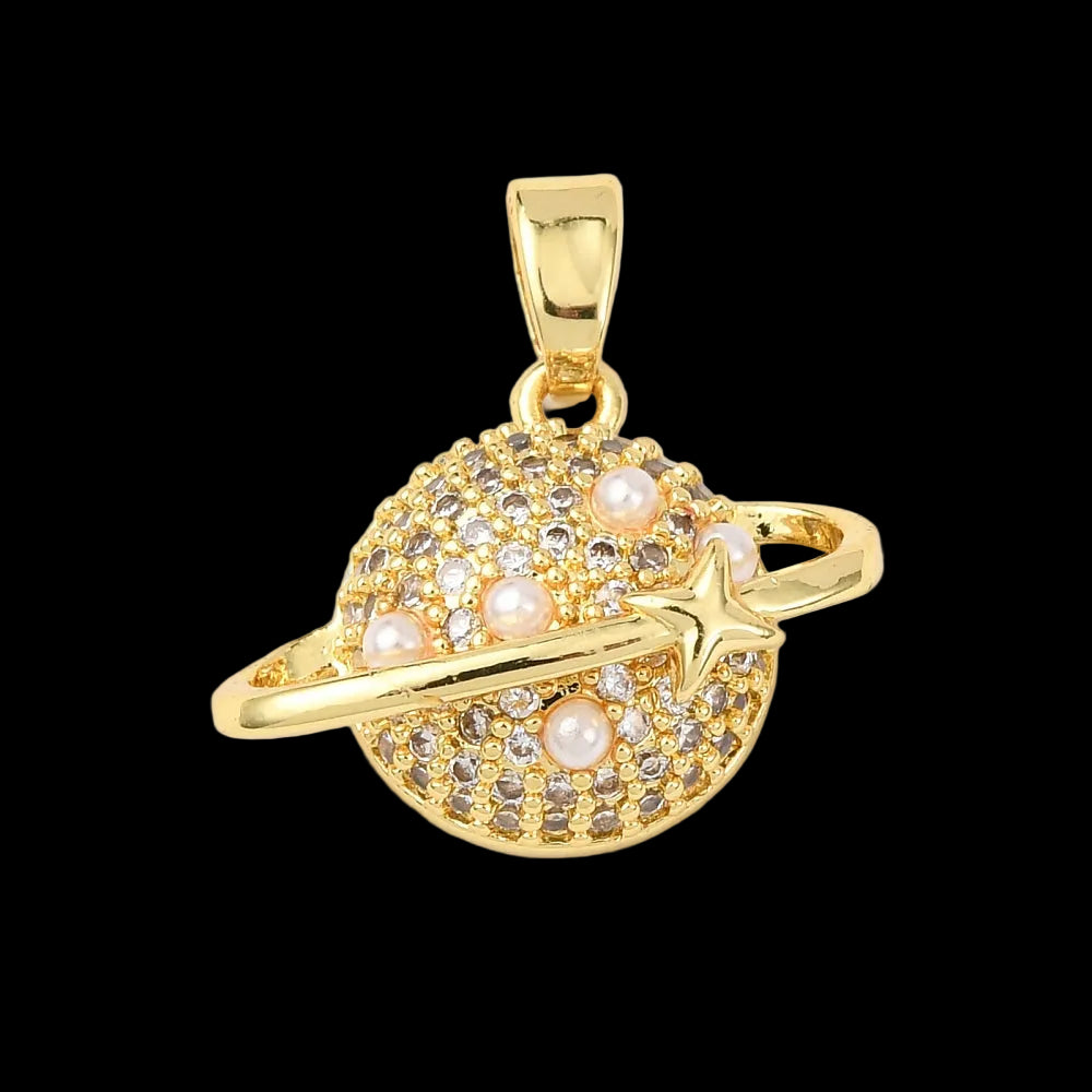 White Zirconia Planet Charm