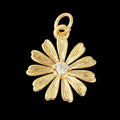 Small Textured Flower Charm with Zirconia Dot