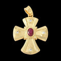 Chunky Cross Charm with Red Detail