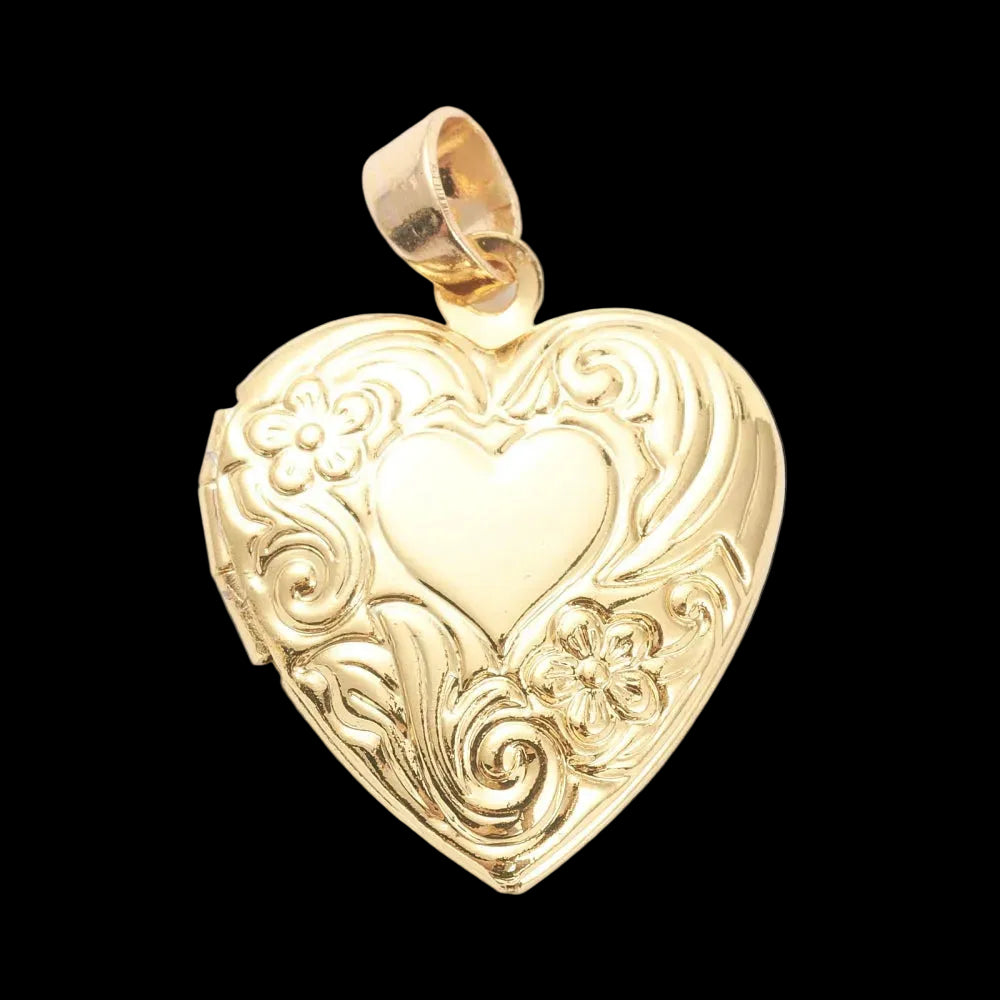 Engraved Heart Locket Charm