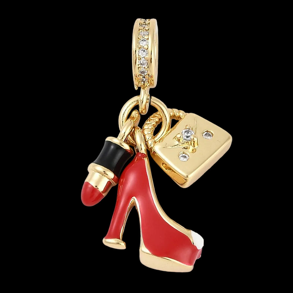 Red Heel, Lipstick & Purse Charm
