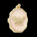 Pink Enamel Butterfly Locket Charm