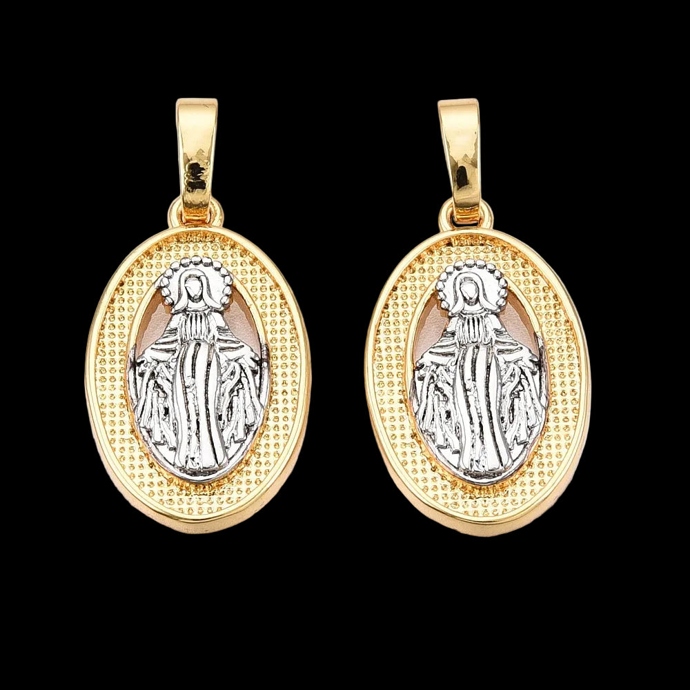 Two-Tone Oval La Virgen Charm