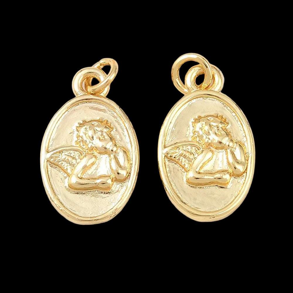 Round Angel Medal Charm