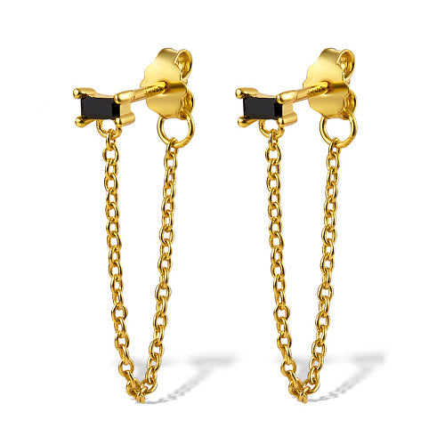 ONYX CHAIN DROP EARRINGS