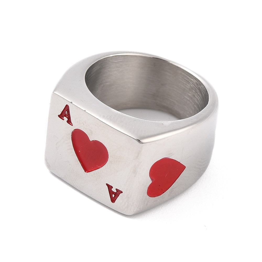 ACE OF HEARTS SILVER RING