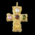 Large Textured Cross Charm with Colorful Zirconia