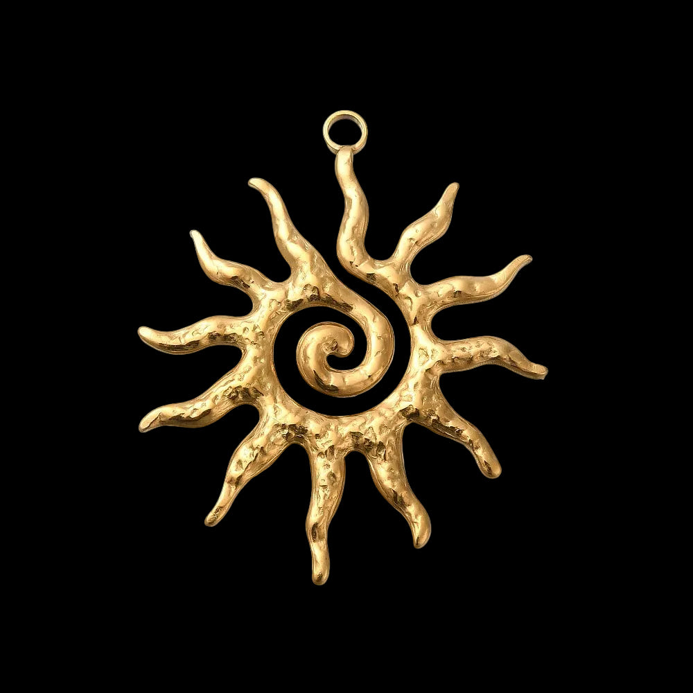 Large Wavy Stainless Steel Sun Charm