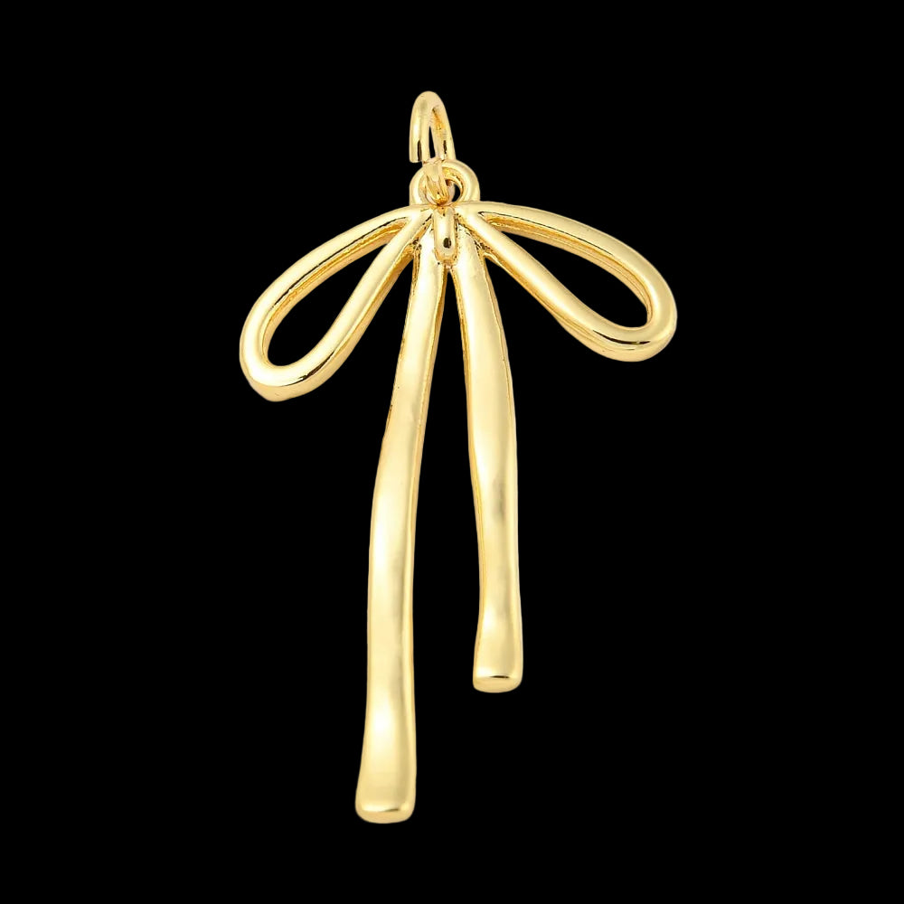 Large Solid Gold Bow Knot Charm