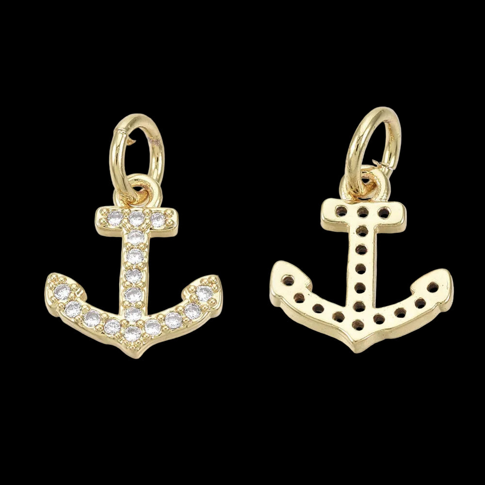 Small Zirconia Anchor Charm