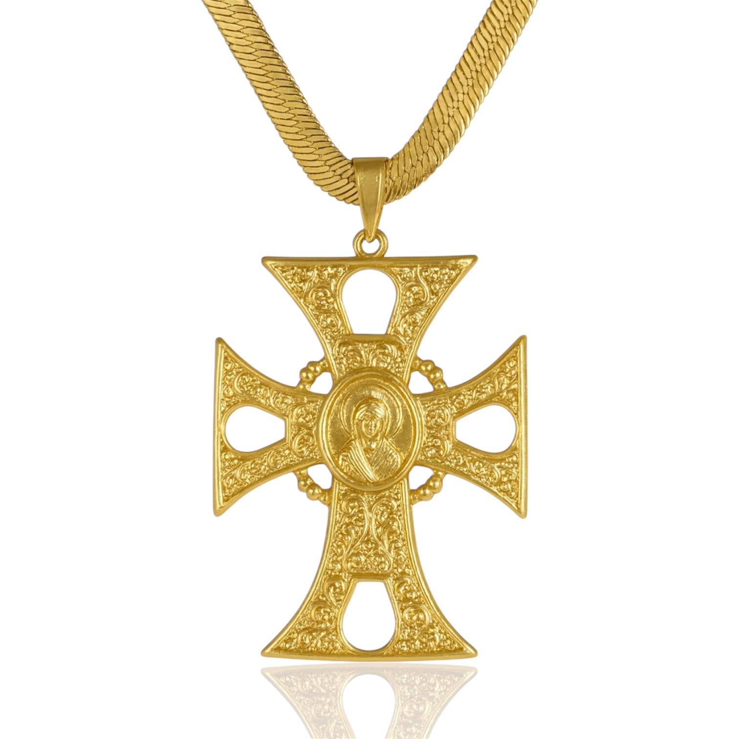 Cayetana Cross Necklace - 18k Gold Plated Large Cross Necklace