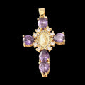 Large Purple Zirconia Cross Charm