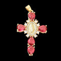 Large Hot Pink Zirconia Cross Charm
