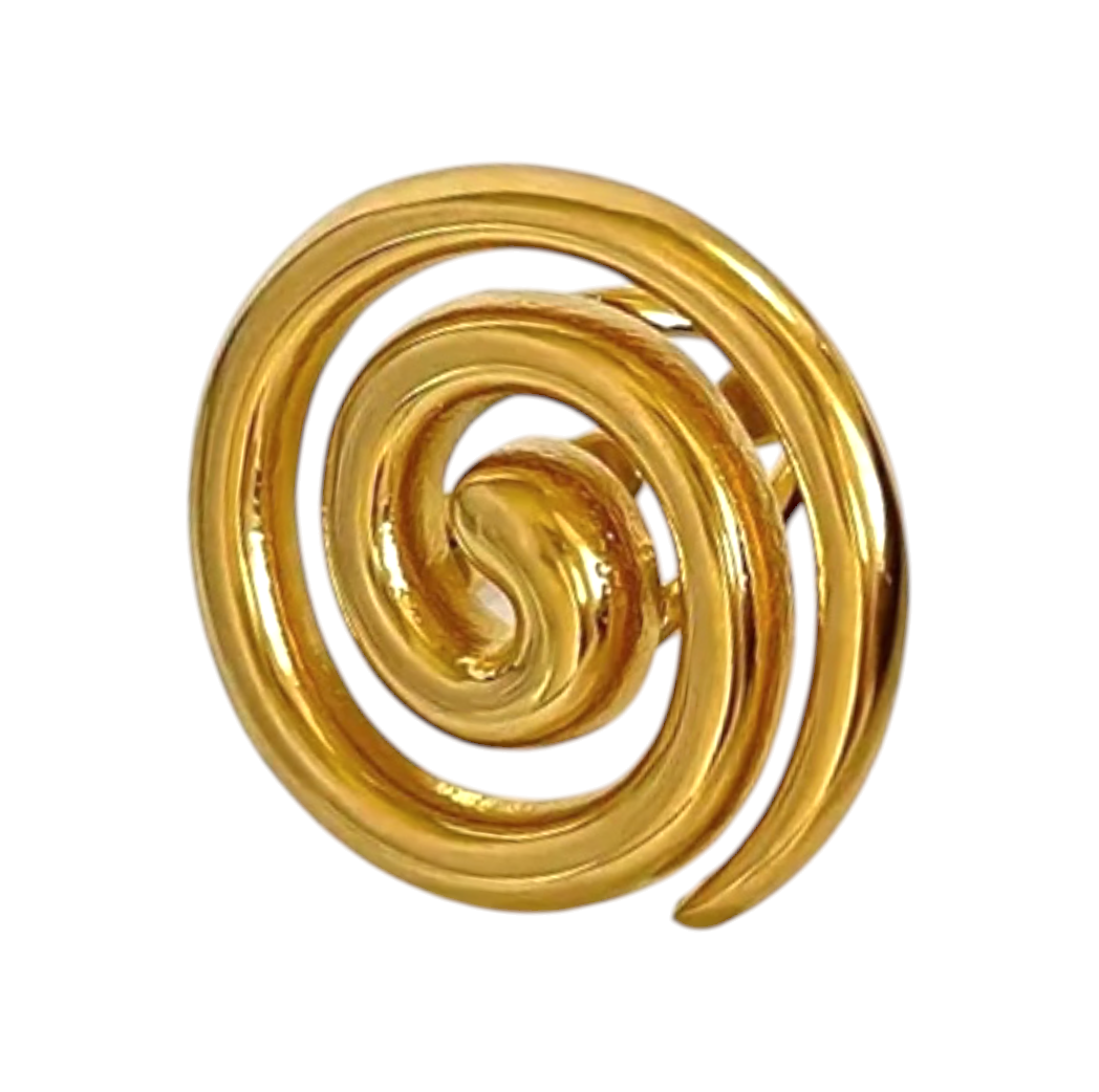 CP STATEMENT gold-tone spiral ring made of 304 stainless steel in size 7